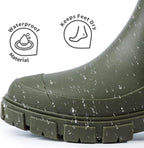 DRECAGE Wellies Boots Women Waterproof Short Chelsea Fashion Ladies Comfortable Rain Boots Outdoors Garden Walking
