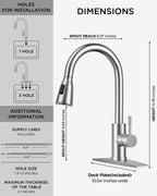 FORIOUS Kitchen Faucet with Cup Washer, Pull Down Sprayer, Brushed Nickel