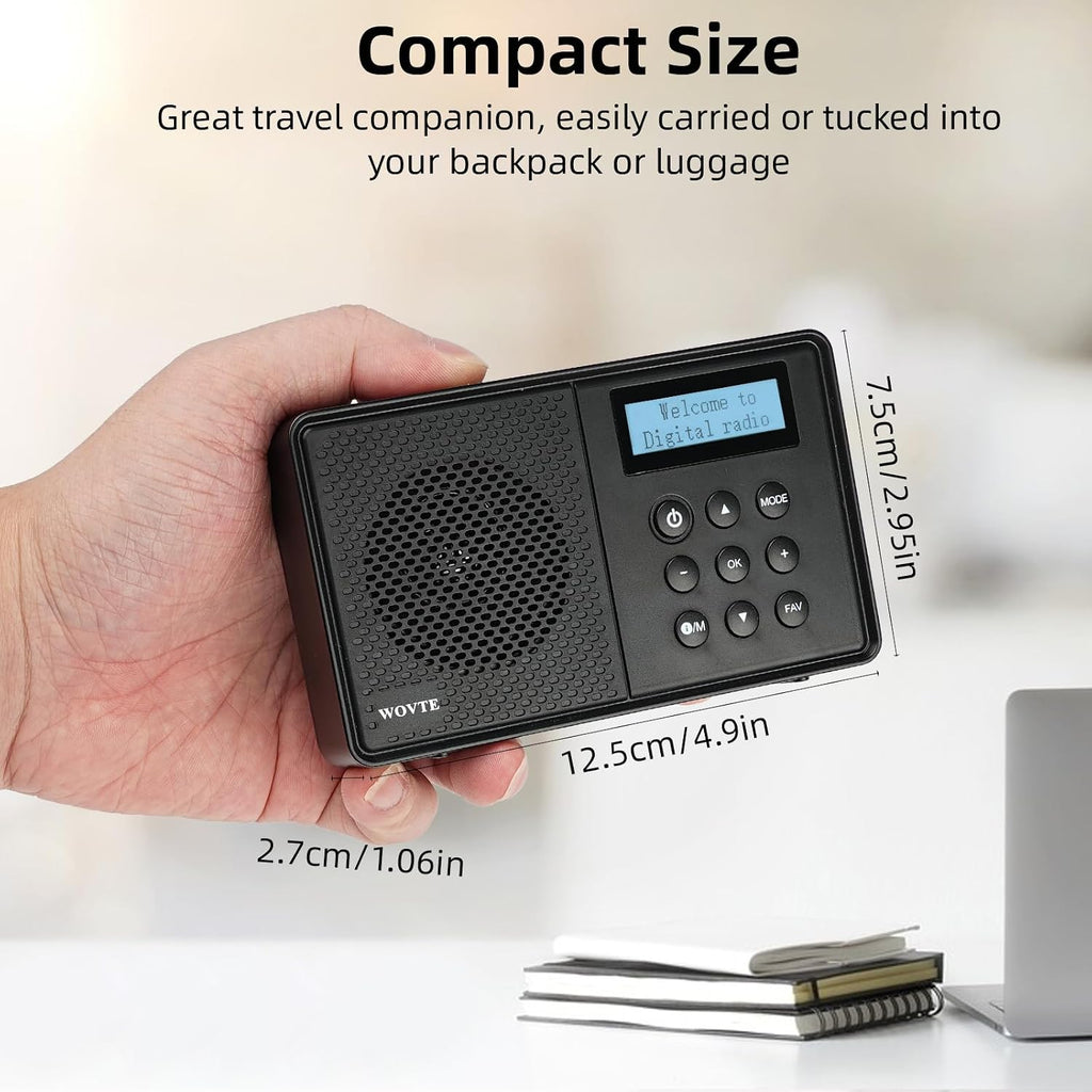 DAB Radio Portable, WOVTE DAB+ Digital Radio Rechargeable FM Radio