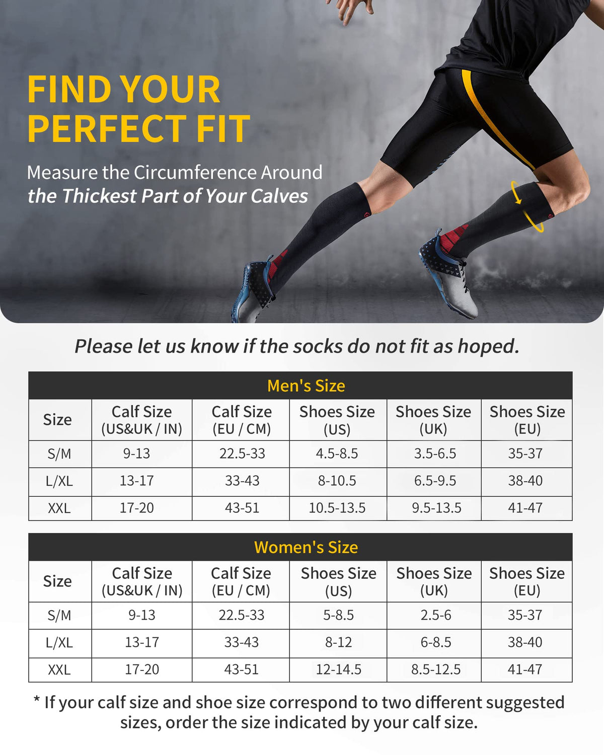CAMBIVO Compression Socks for Women & Men 2 Pairs, Travel Flight Socks