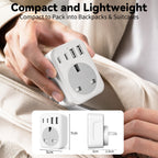 2 Pack UK To European Plug Adapter, 5 IN 1 European Travel Adaptor with 2 USB C & 2 USB A, EU Plug Adapter for Germany Spain France Turkey Greece etc (Type E/F)