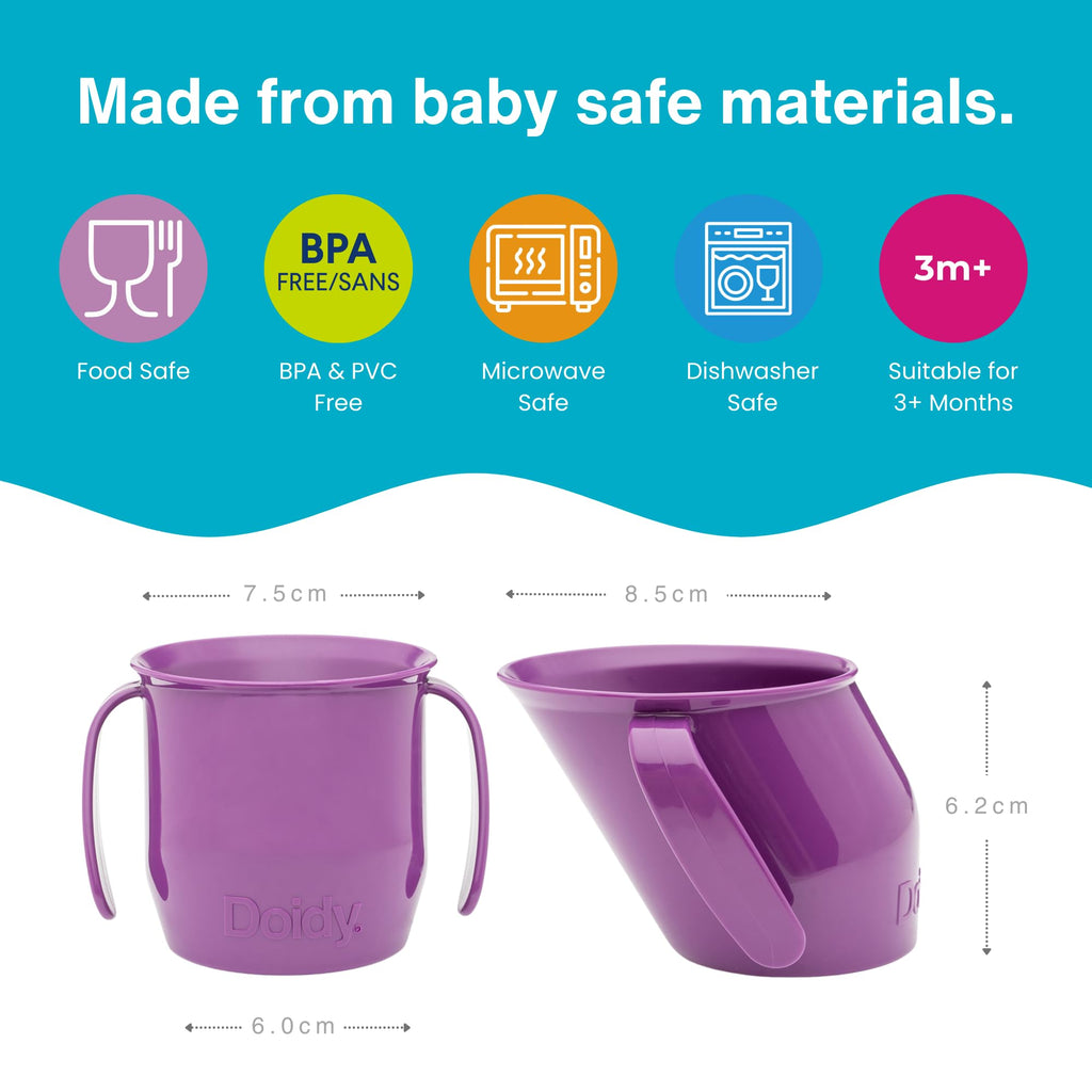 Doidy Cup, Open Cup for Training Baby 6 Months-3 Years, 200ml, Slanted Weaning Cup with Handles for Learning to Drink, BPA Free (Orange)