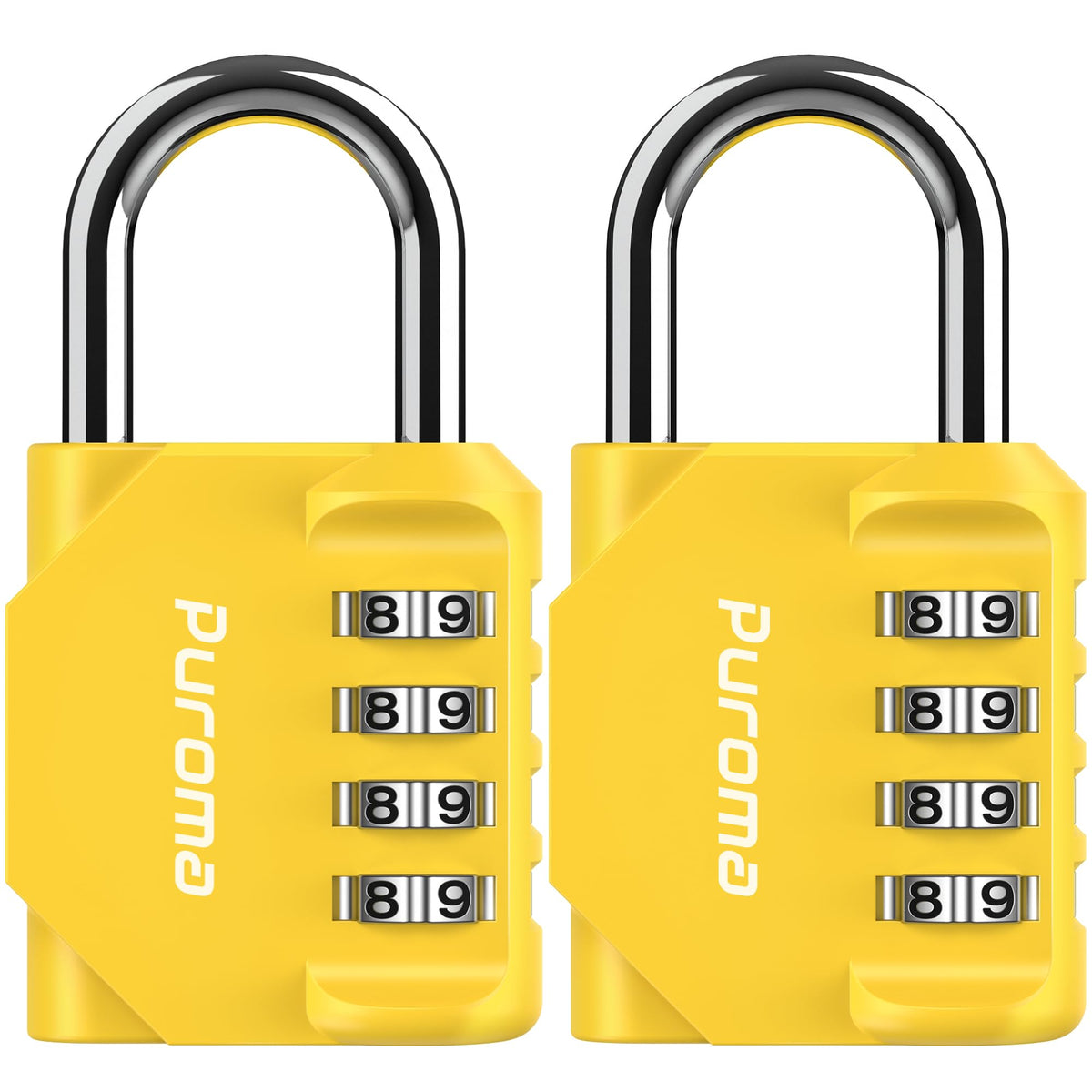 Puroma 2 Combination Lock Locker 4 Digits Combo Padlock Gym Silver & Black