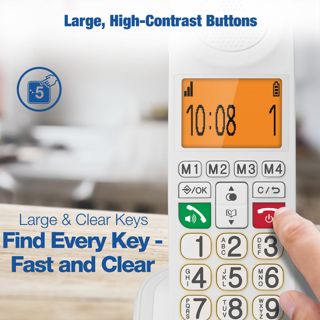 Vtech SA3100 Corded Senior Phone for Elderly with High-Contrast Large Buttons,Multilingual Talking Digits,Visual Ringer,Speed Dial,Speakerphone,No AC Power,Earpiece and Speakerphone Volume Control