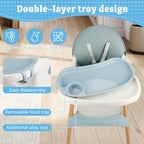 Baby High Chair Foldable Highchair, High Chairs for Babies and Toddlers Adjustable Height & Reclining Seat Detachable Double Tray, Ergonomic Feeding Portable Highchairs for Newborn 6 Months to 5 Years