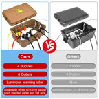 Hrensaw Medium Outdoor Electrical Box(10.6x5.5x4.5inch),Weatherproof Connection Box w/6 Cable Entry,IP54 Waterproof Extension Cord Cover Protect Power Strip,Timer,Plug,Holiday Lights,Black