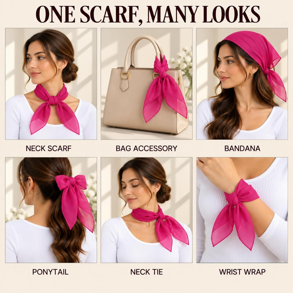 WESTEND CHOICE Square Chiffon Scarves Women's Neck Scarf 50s Retro Bandana