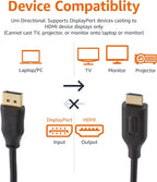 Amazon Basics DisplayPort to HDMI Cable, Uni-Directional, 0.9 m, Black