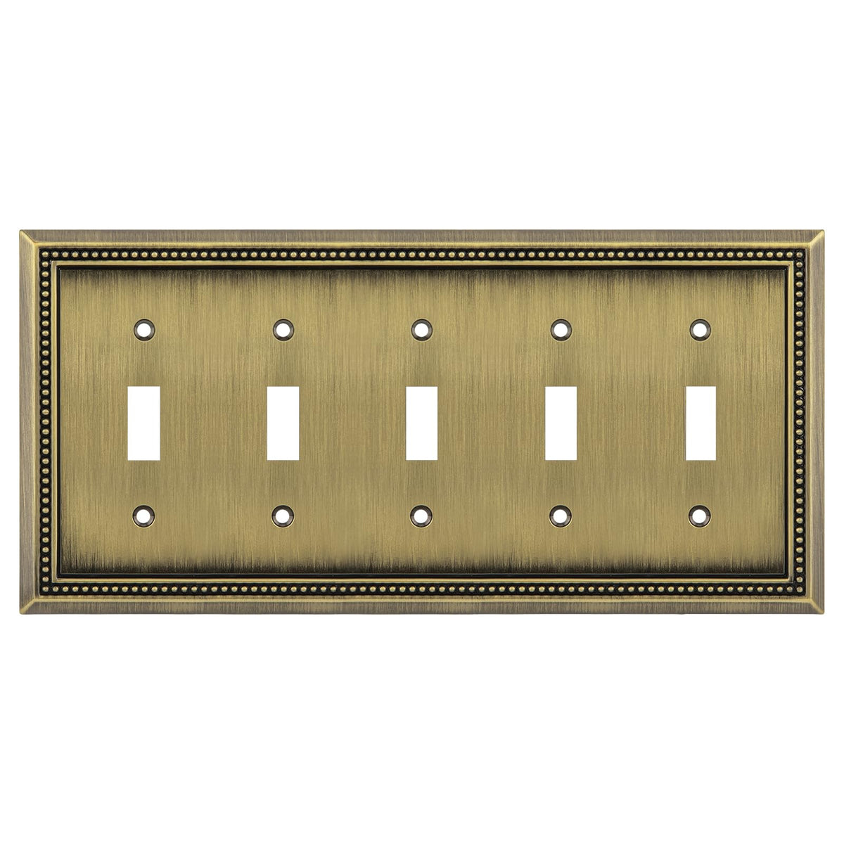 Sunken Pearls Heavy-Duty 4 Toggle Light Switch Plate, Antique Brass, 1 Pack