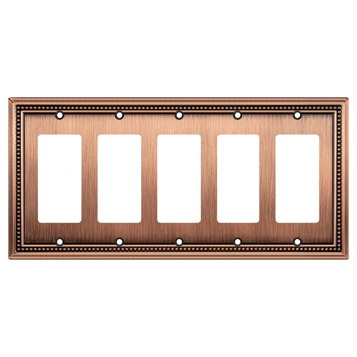 Sunken Pearls Heavy-Duty 4 Toggle Light Switch Plate, Antique Brass, 1 Pack