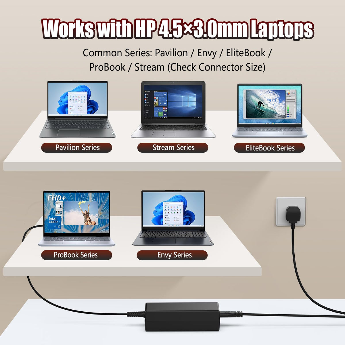 90W Laptop Charger Compatible with HP EliteBook Probook Pavilion Compaq