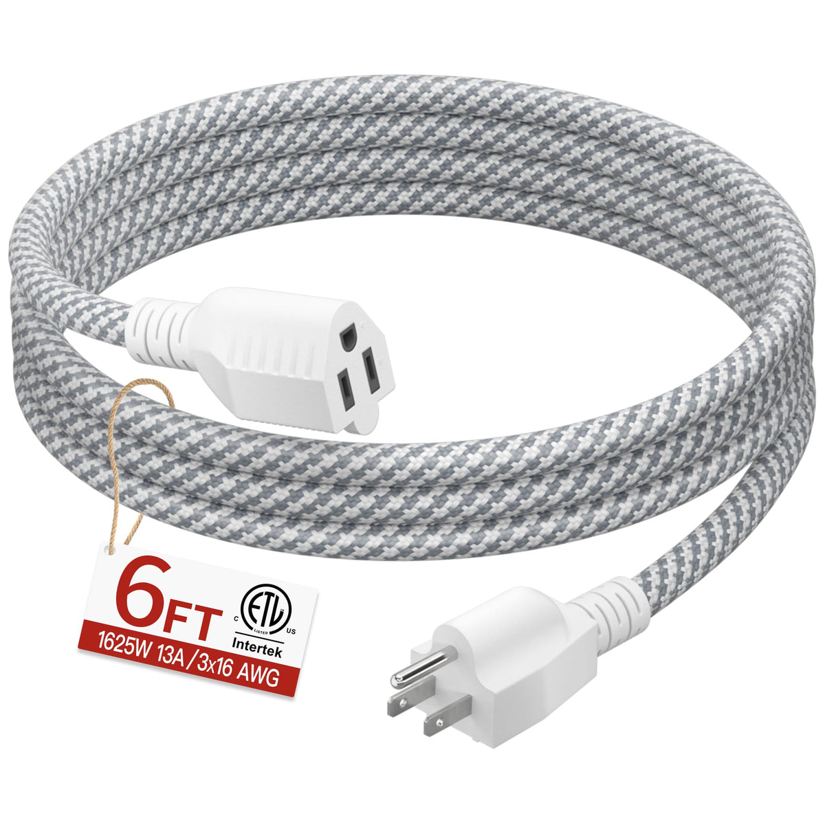 Skrizcable 16/3 15 FT Outdoor Extension Cord Waterproof, Black Power Cord
