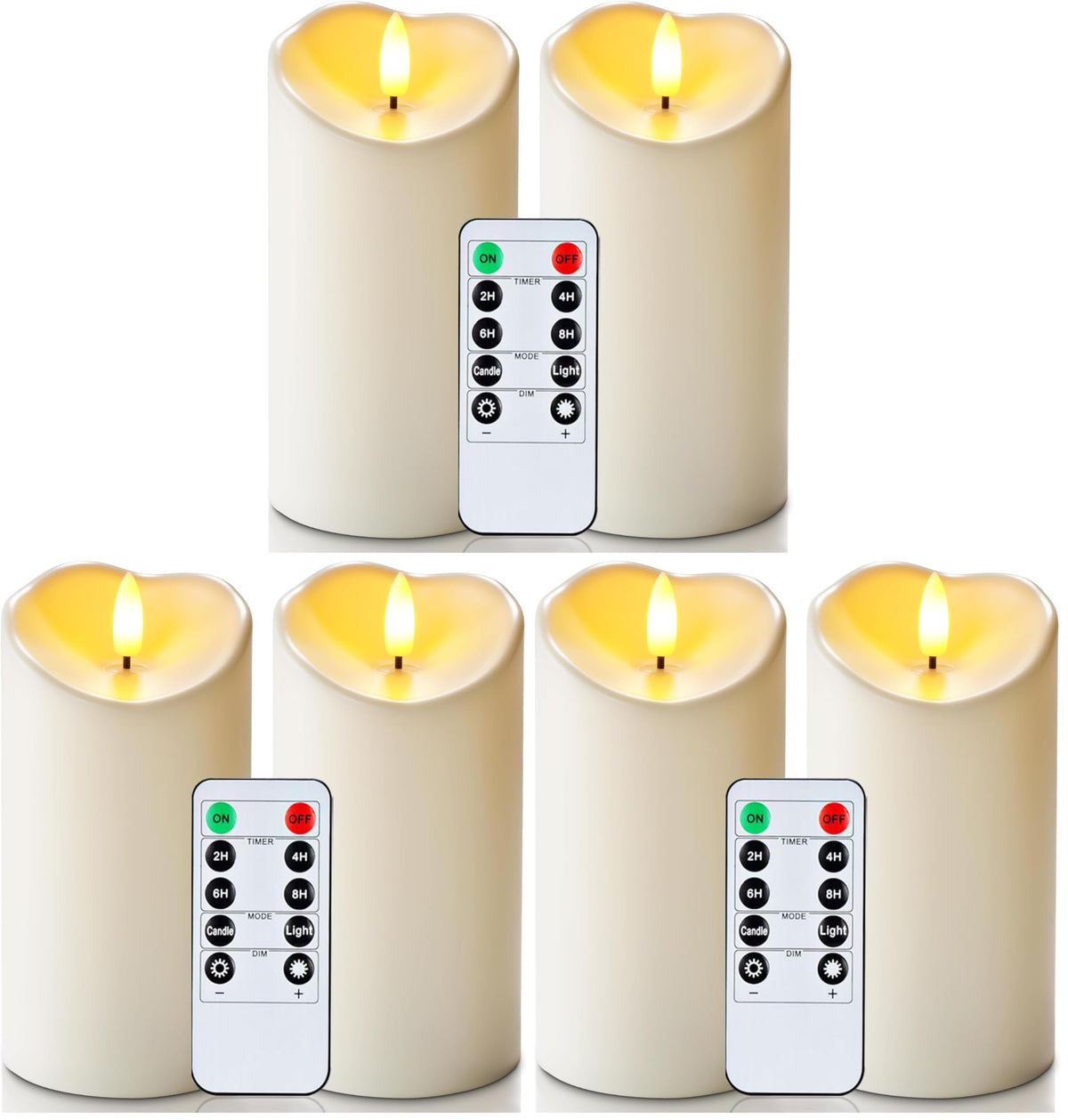 Homemory Orange Drip Real Wax Flameless Candles with Remote Timer, Set of 3