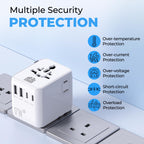 Double Dragon 2-Pack UK Electric Toothbrush & Shaver Plug Adapter | 2-Pin to 3-Pin Bathroom Converter | Supports UK EU Round & US Flat 2-Pin Plugs | 1A Fused | Compatible with Oral-B, Braun, Philips