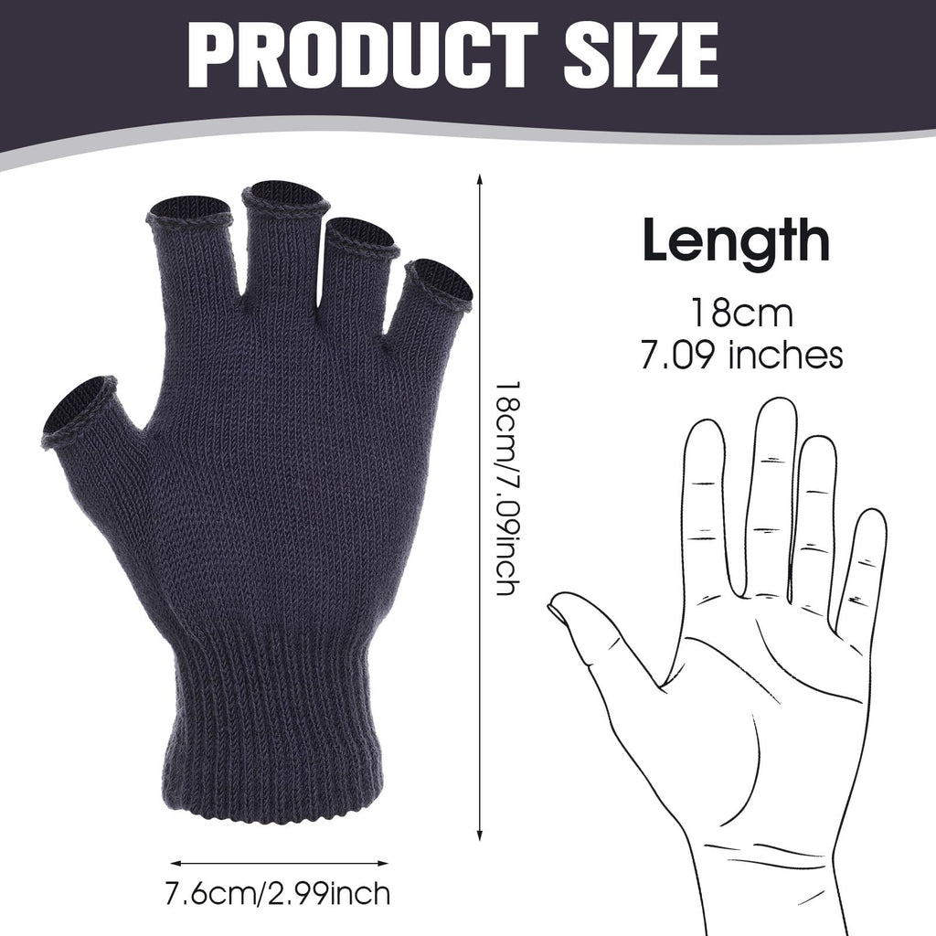 Grevosea 2 Pair Fingerless Warm Gloves - Winter Half Finger Gloves Thickened Knit Touchscreen Stretchy Mittens for Men Women