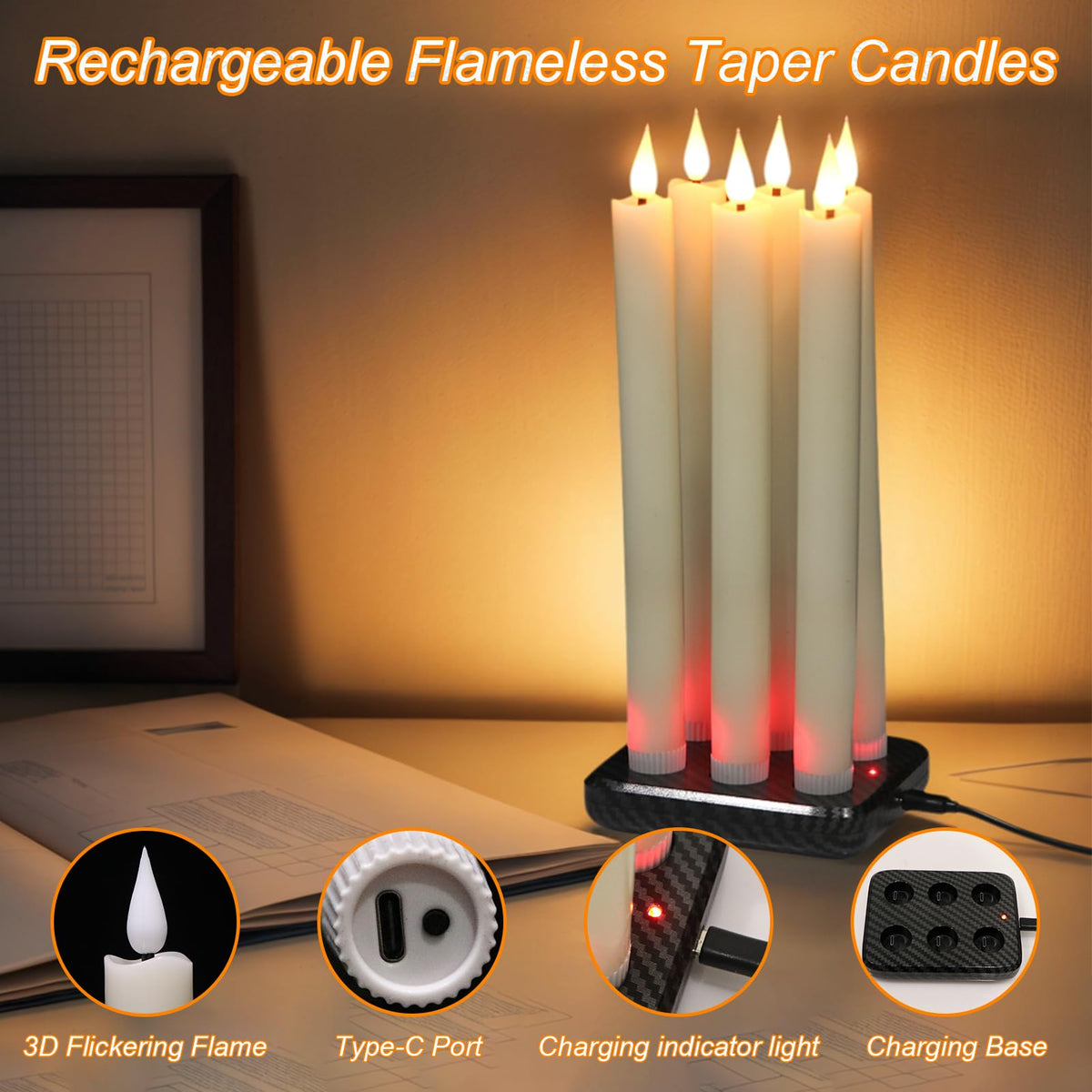 GenSwin Christmas Tree Flameless Taper Candles candlesticks Remote Timer