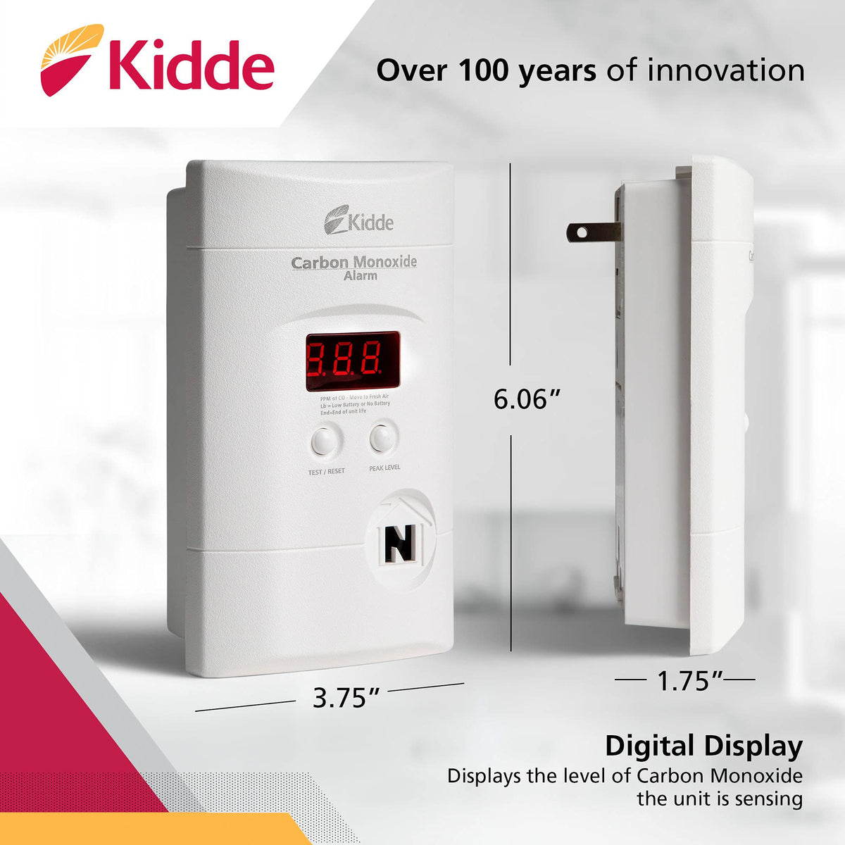 Kidde Carbon Monoxide Detector, Plug-in & AA Battery Backup, COPD