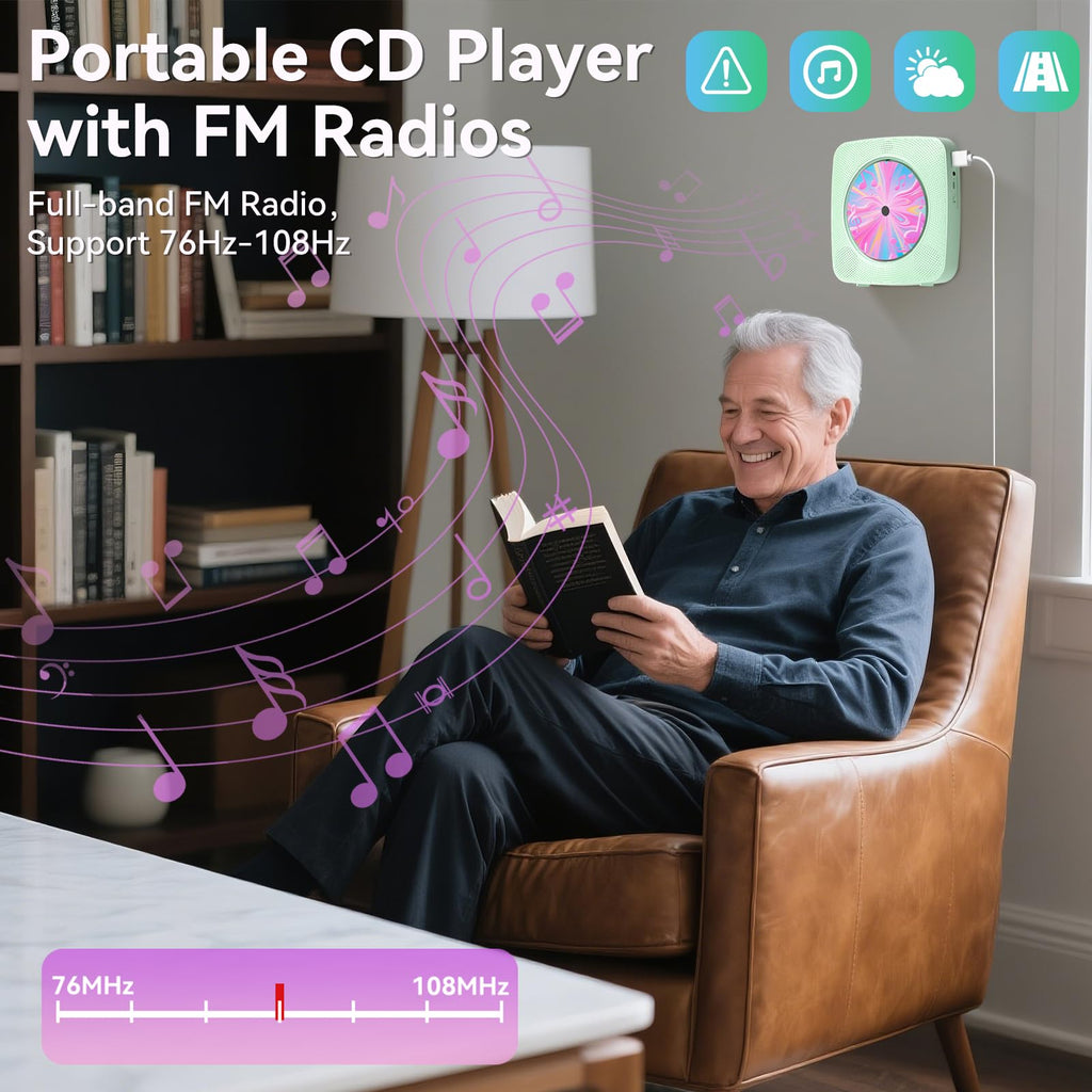CD Player Portable: Kegaudio CD Players for Home with Speakers Bluetooth