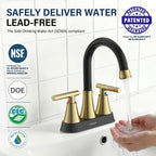 Matte Black Bathroom Faucet, Hurran 4 inch Centerset 2-Handle Lead-Free