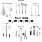 AceMining Broom Holder Wall Mount, 5 Racks 4 Hooks Heavy Duty Mop Organizer
