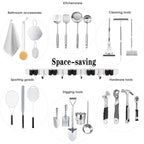 AceMining Broom Holder Wall Mount, 5 Racks 4 Hooks Heavy Duty Mop Organizer