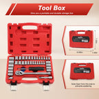 Egofine 46 Pieces 1/4 inch Drive Socket Ratchet Wrench Set, with Bit Socket Set Metric and Extension Bar for Auto Repairing and Household, with Storage Case