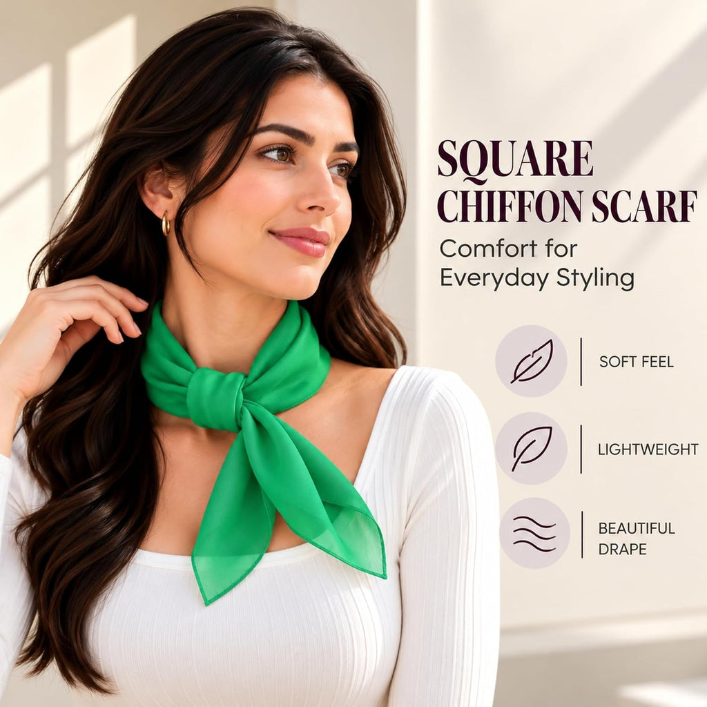 WESTEND CHOICE Square Chiffon Scarves Women's Neck Scarf 50s Retro Bandana