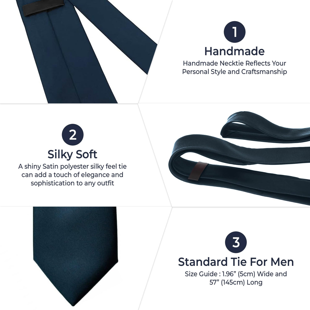 Trimming Shop 5cm Slim Skinny Solid Colour Necktie for Mens