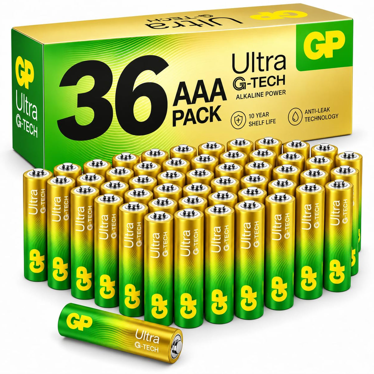 GP AA Batteries 40 Pack 1.5V Alkaline Double A 10 Yr Long Shelf Life