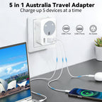2 Pack UK To European Plug Adapter, 5 IN 1 European Travel Adaptor with 2 USB C & 2 USB A, EU Plug Adapter for Germany Spain France Turkey Greece etc (Type E/F)