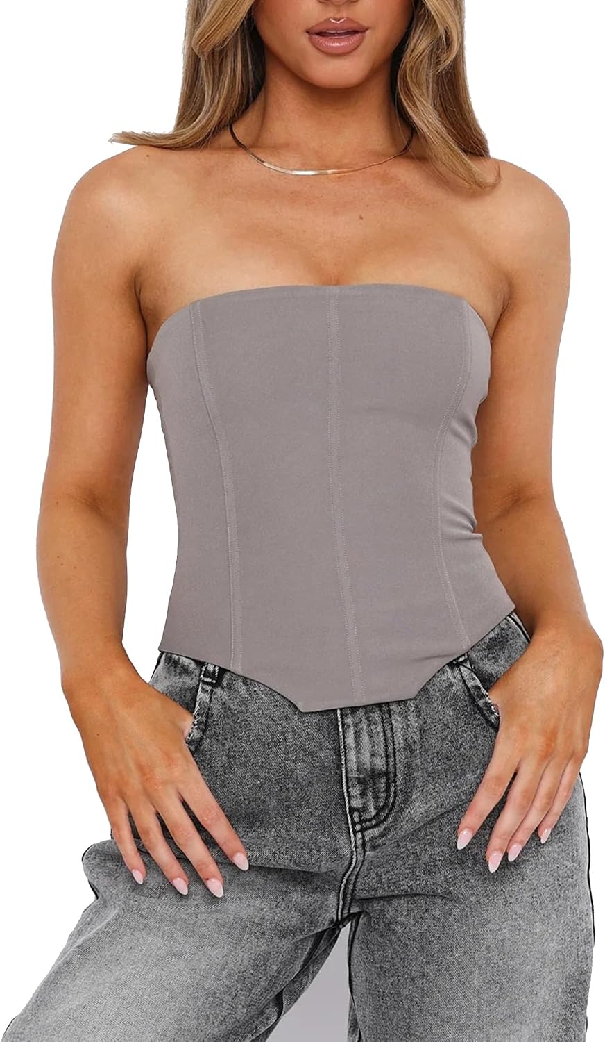 LSFYSZD Women's Lace Up Boned Overbust Corset Bustier Lingerie Bodyshaper Top Plus Size