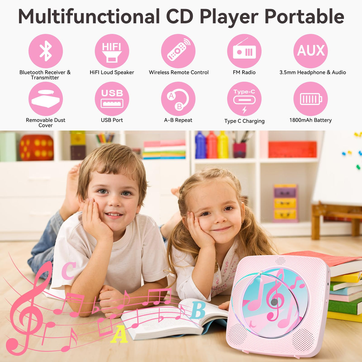 CD Player Portable: Kegaudio CD Players for Home with Speakers Bluetooth