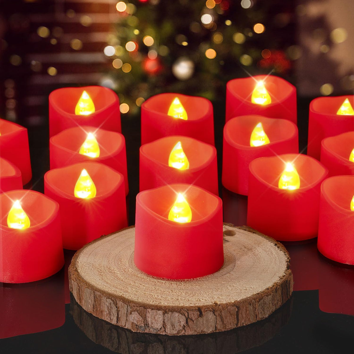 Homemory 24-Pack Flameless Tea Lights Candles Battery Operated, 200+ Hours