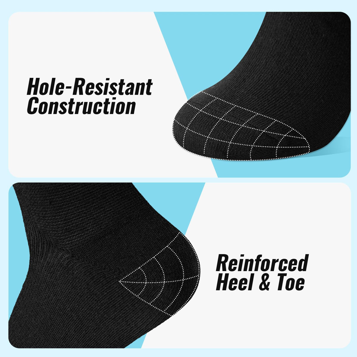 Cirorld 6/10 Pairs Mens Black Socks, Breathable Causal Cotton Socks Men