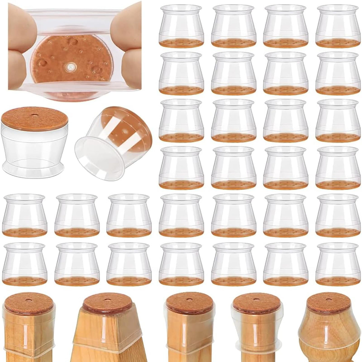 VIUME 24 Pcs Chair Leg Floor Protectors for Hardwood Floors Round