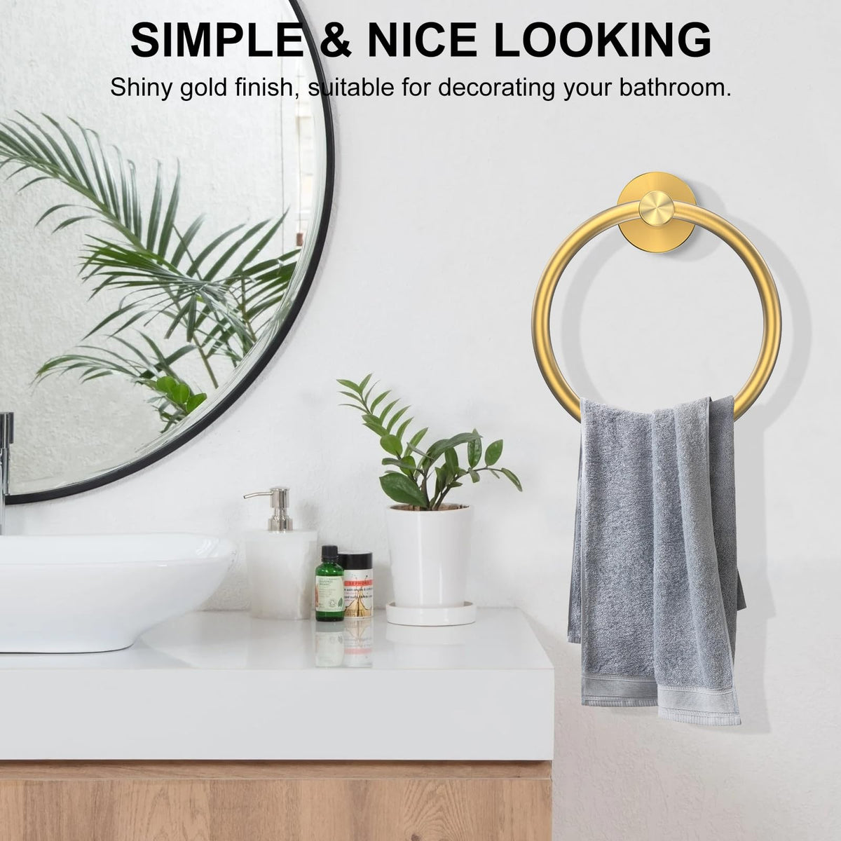 SetSail Towel Holder for Bathroom Wall Matte Black Towel Ring