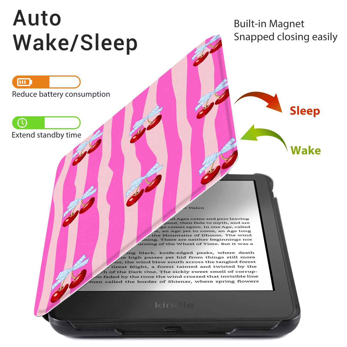 CoBak Case for 6" Kindle 11th Generation 2024 and 2022, Premium PU Leather Smart Cover with Auto Sleep/Wake for Kindle, Black