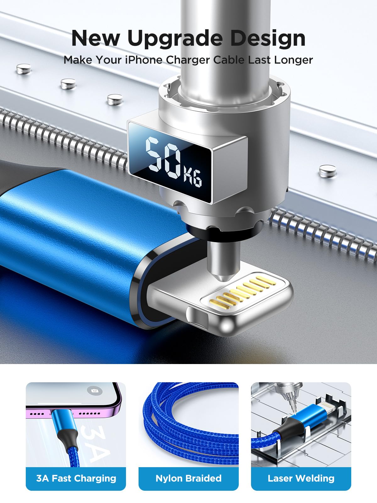 Aioneus iPhone Charger Cable 1M, MFi Certified Lightning Cable Fast iPhone Charging Cable Nylon Braided USB iPhone Charger Lead for iPhone 14 13 12 11 Pro Max XR XS X Max 8 7 6s Plus SE, iPad