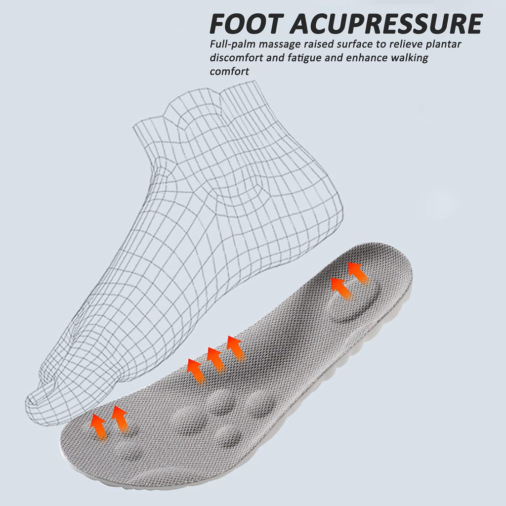 Memory Foam Insoles with Arch Support for Women Men,Comfort Massage Insoles Replacement Shoe Inserts for Trainers Sneakers Sports Shoes Work Boots,Breathable,Shock Absorption (8/8.5UK, Black)