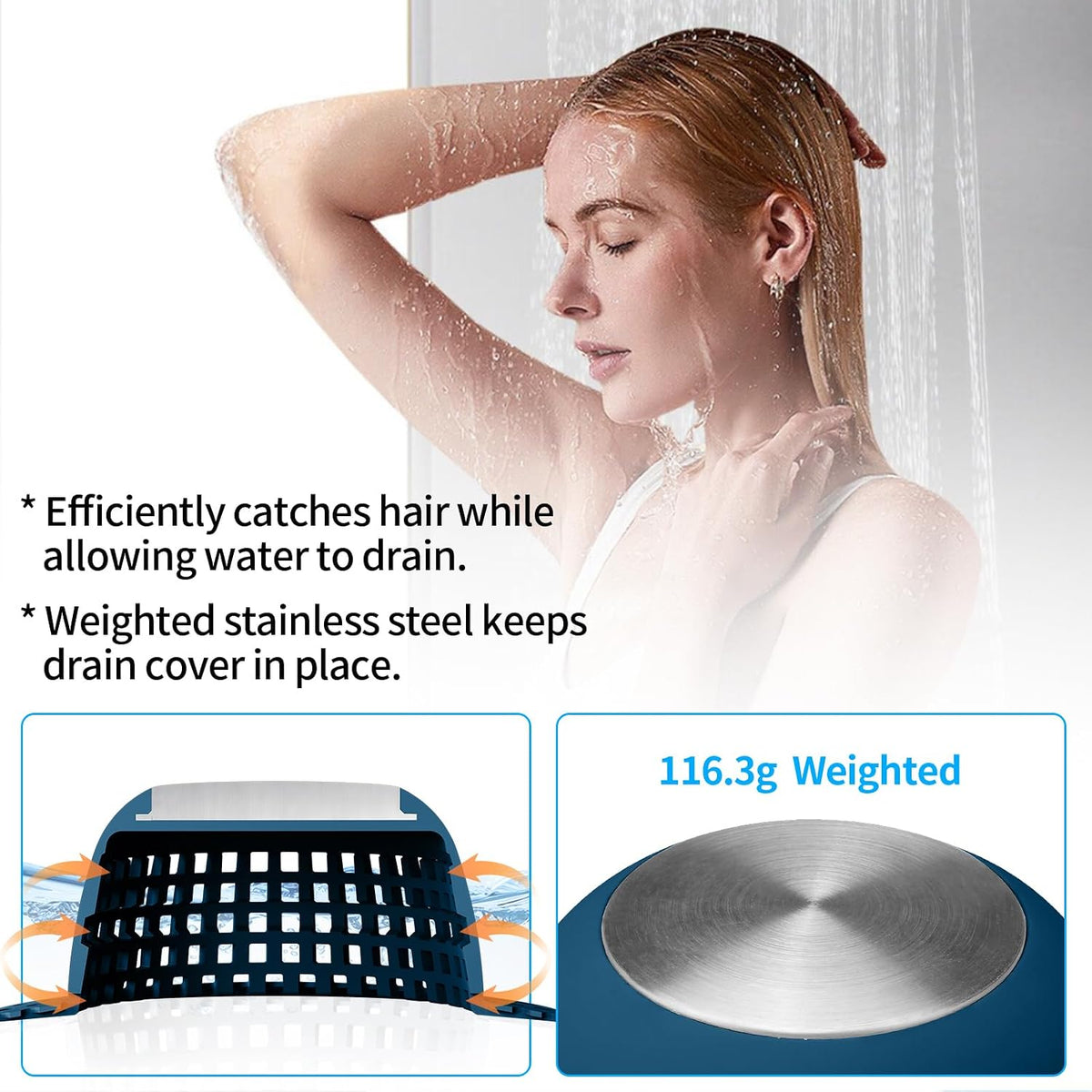 Aluvor Shower Drain Hair Catcher Bathtub Drain Cover Sink Drain Protector