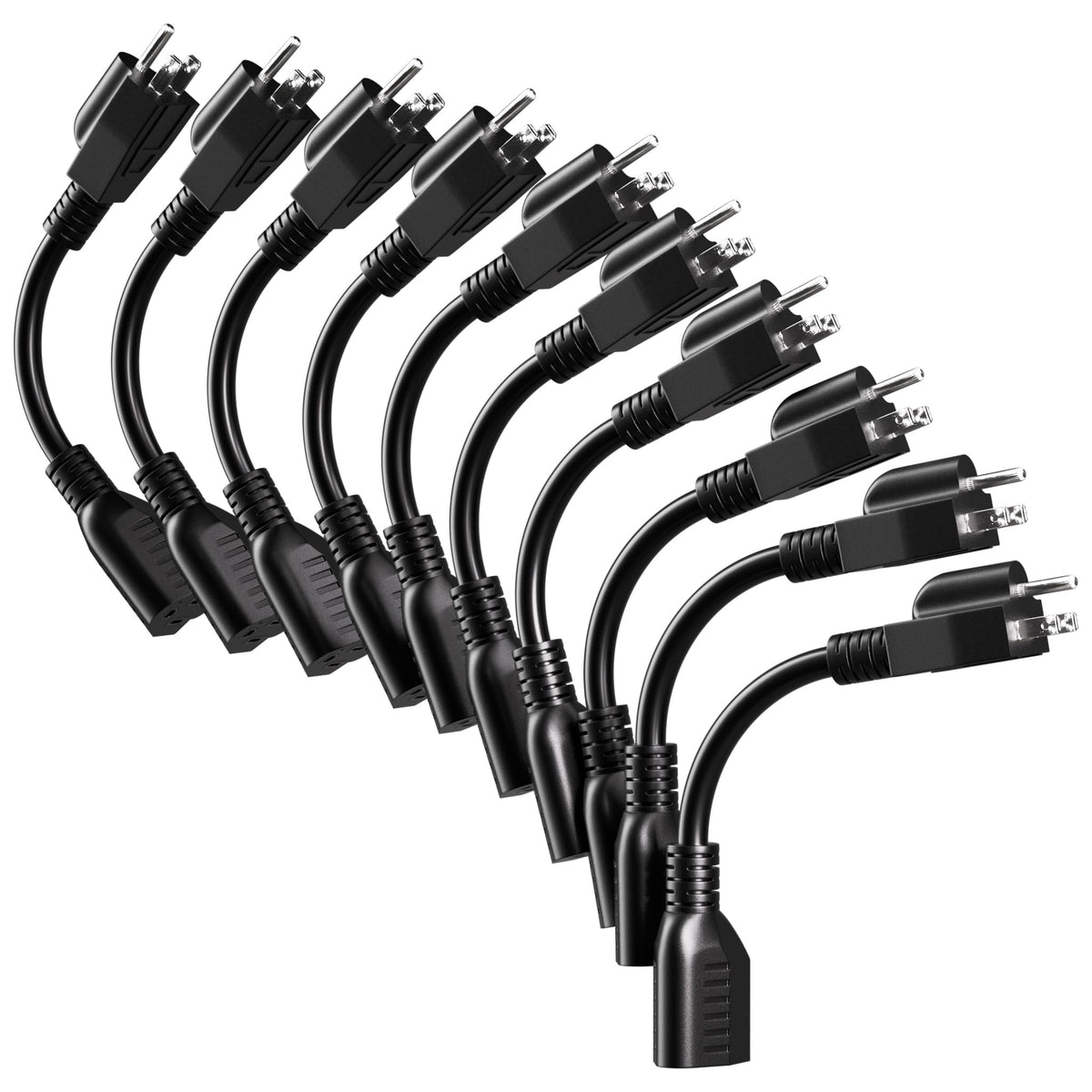 16/3 Black Extension Cord 6 FT Indoor, Short Extension Cord