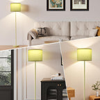 Ambimall Floor Lamp for Living Room with Smart Light Bulb, RGB + Stepless Dimmable Colors Temperature & Brightness(White Shade & Black Pole)