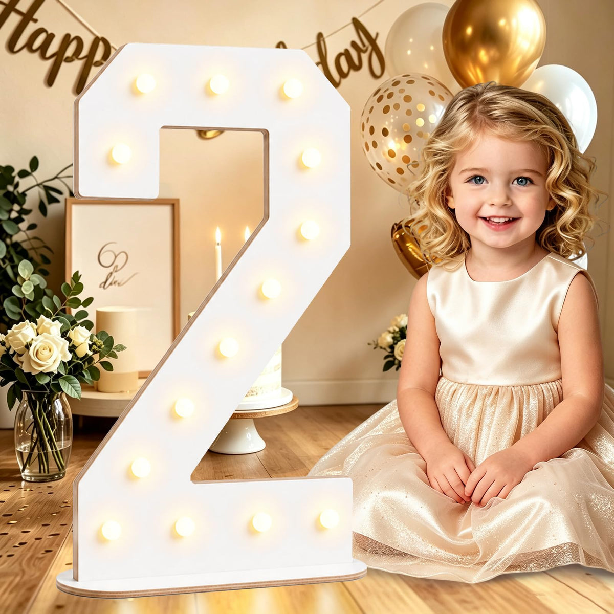 Pooqla 2.4FT Light Up Numbers, Marquee Numbers 2.4 Feet Tall Party Decor for Her Him, Mosaic Big Sign for 7th 17th 70th Birthday Anniversary Decoration Backdrop, Large Pre-Cut Frame Number 7