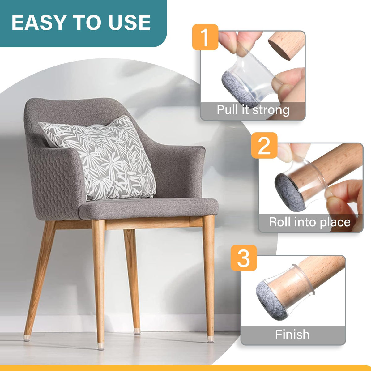 Ansible 24 Pcs Chair Leg Floor Protectors Round