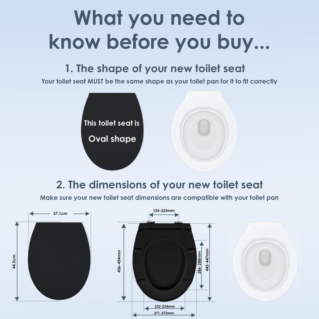 AQUALONA® Premium Thermoplastic Toilet Seat Soft Close Hardwearing Seat with Two Button Hinge Release D Shaped Easy to Clean Simple Installation Top and Bottom Fittings (Blue - D Shape)