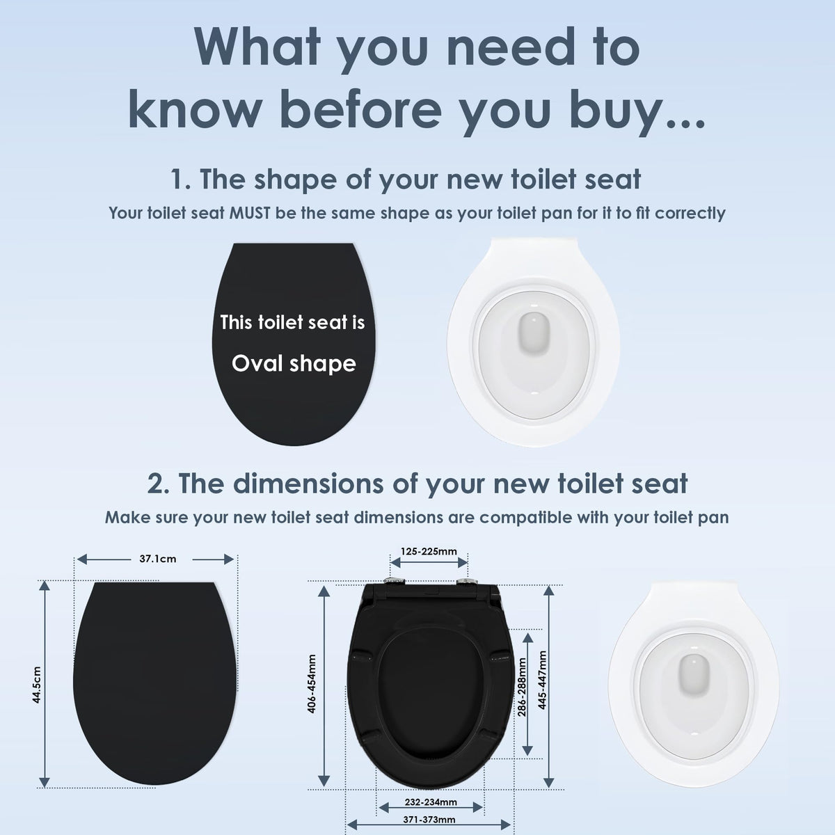 AQUALONA® Premium Thermoplastic Toilet Seat Soft Close Hardwearing Seat with Two Button Hinge Release D Shaped Easy to Clean Simple Installation Top and Bottom Fittings (Blue - D Shape)