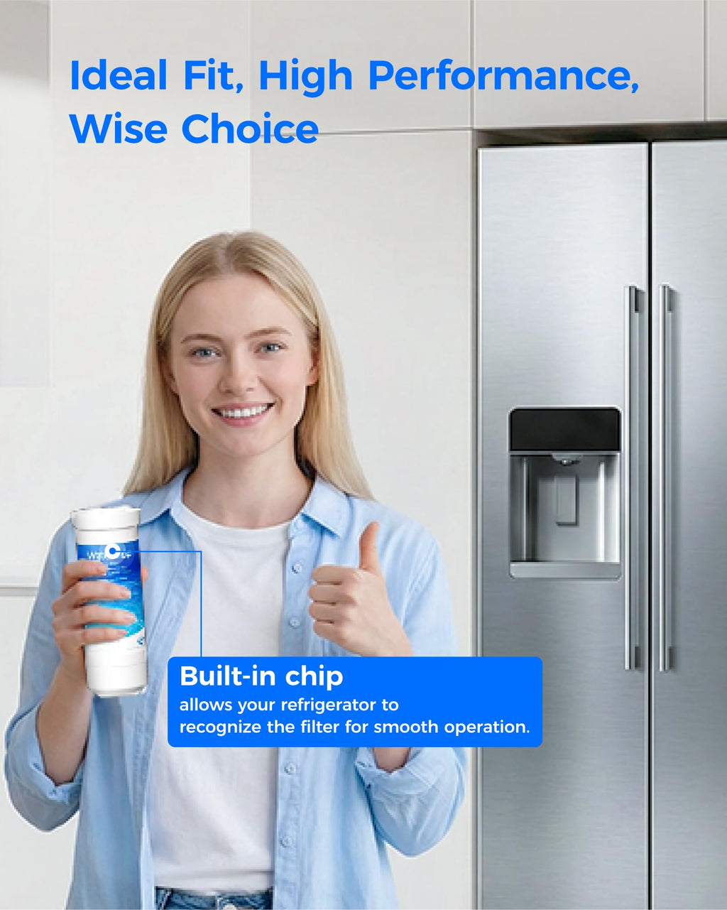 Waterdrop Plus Water Filter Replacement for GE® XWFE®, Built-in Chip 3 Pack