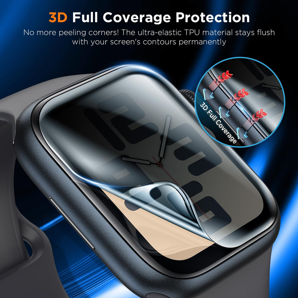 LK 6 Pack Screen Protector for Apple Watch Series 9 8 7 41mm/Series SE 6 5 4 40mm, Screen Protector Compatible for Apple Watch 40/41mm, High Definition, Bubble Free, Clear Flexible TPU Film