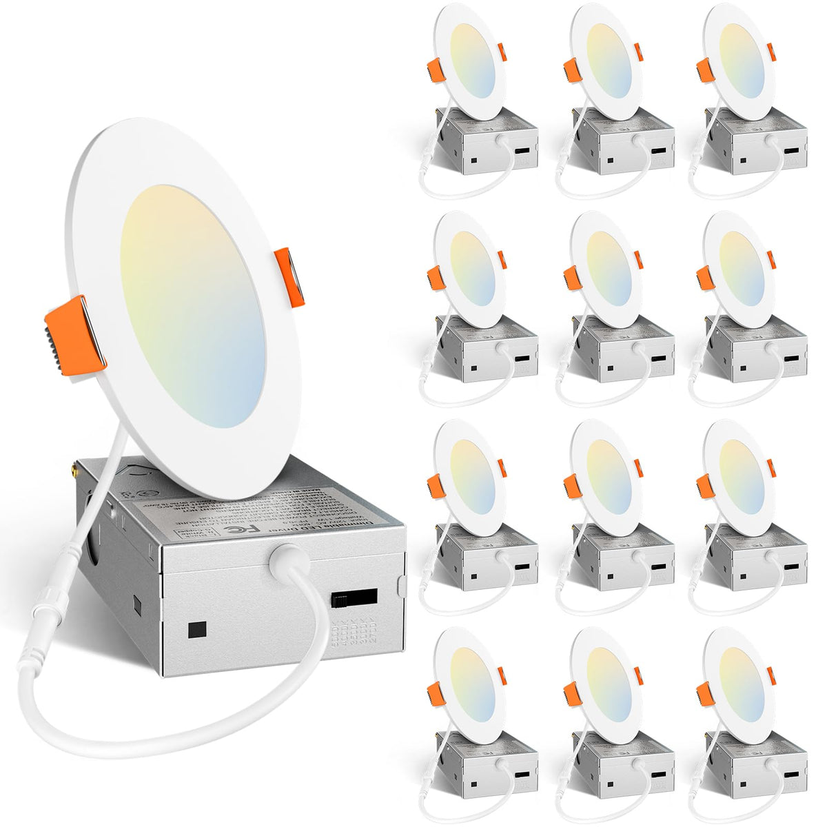 Amico 12 Pack 3 Inch LED Recessed Lighting, Canless Wafer Downlight, White