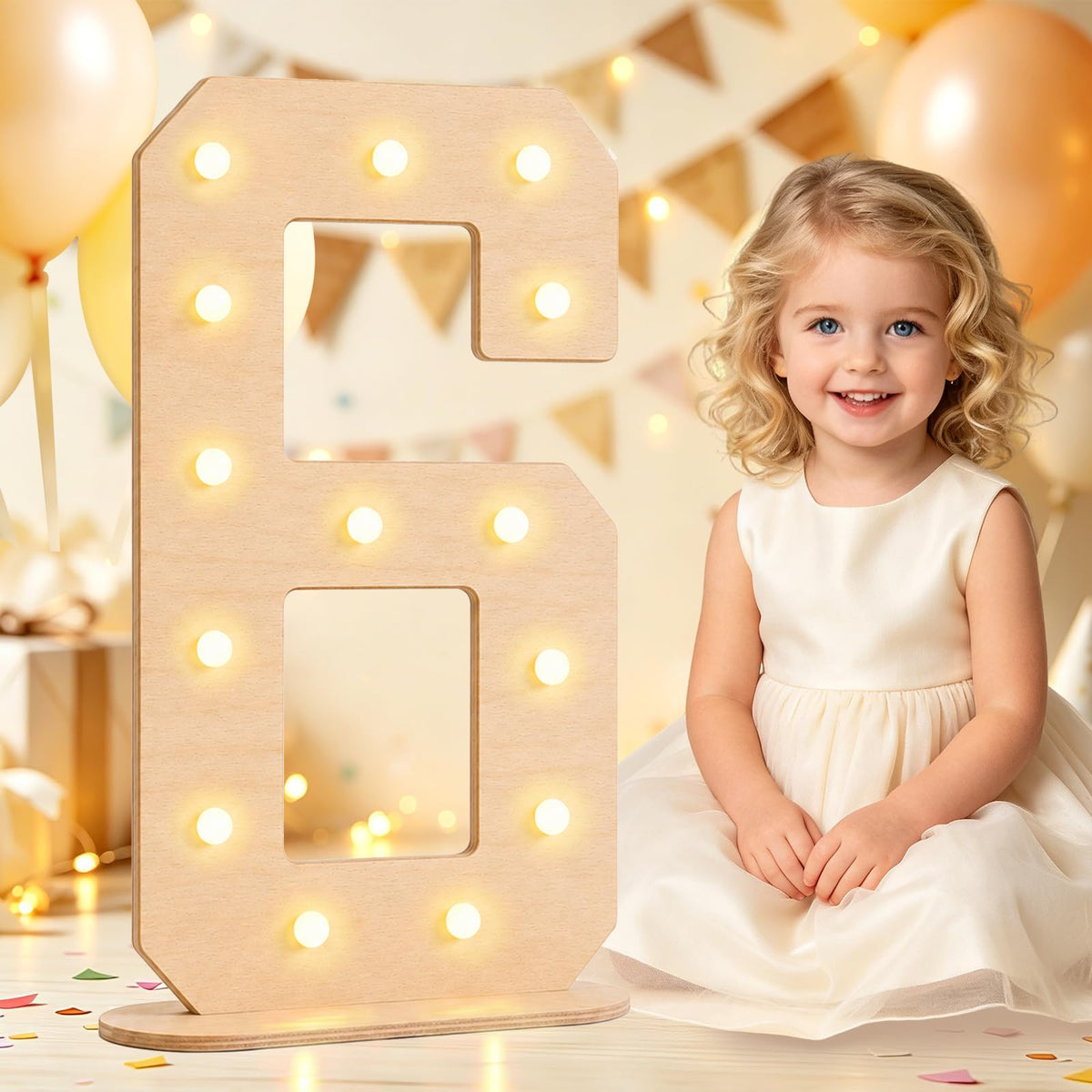 Pooqla 2.4FT Light Up Numbers, Marquee Numbers 2.4 Feet Tall Party Decor for Her Him, Mosaic Big Sign for 7th 17th 70th Birthday Anniversary Decoration Backdrop, Large Pre-Cut Frame Number 7